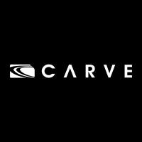 Logo with the word 'CARVE' and a curved line design on a black background.